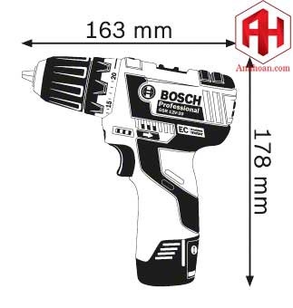 kích thước máy khoan vặn vít gsr 120 v-ec