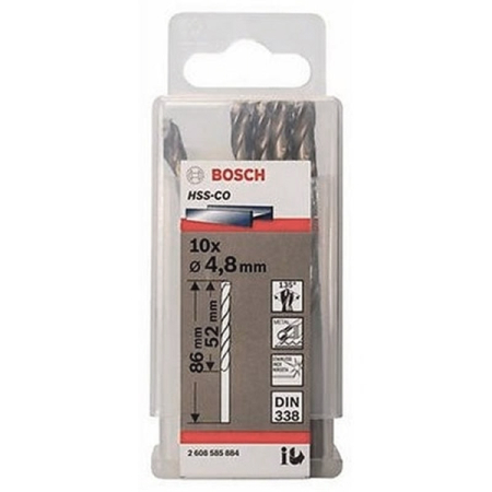 Hộp 10 mũi khoan sắt và inox 4.8mm HSS-Co Bosch 2608585884_10